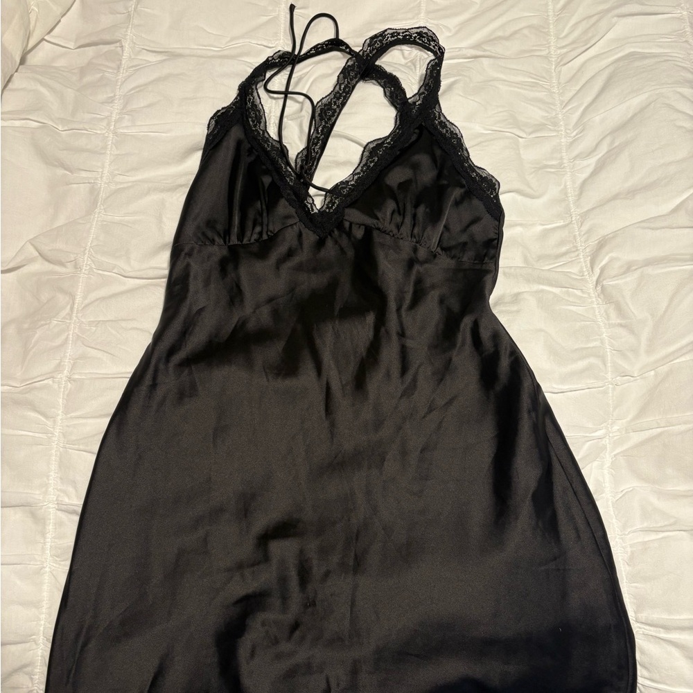 White fox Black Lace Slip dress